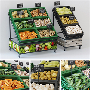 Racks with vegetables